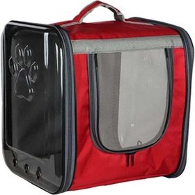 Zampa Centro Çift Camlı Kırmızı 36x40x42 cm Kedi Köpek Taşıma Çantası