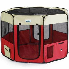 Zampa Krem Kırmızı 91x91x54 cm Pet Park Oyun Alanı