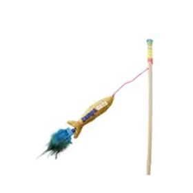 Zampa Matatabi Ahşap 42 cm Saplı Balık Peluş Kedi Oltası