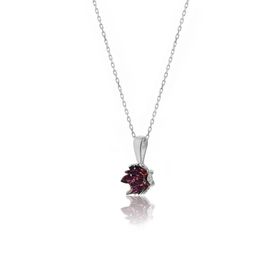 Zanaatsilver 925 Ayar Ametist Taşlı Lotus Çiçeği Gümüş Kolye