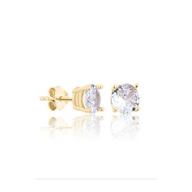 Zanaatsilver 925 Ayar Gümüş 14k Altın Kaplama 7 mm Tektaş Küpe