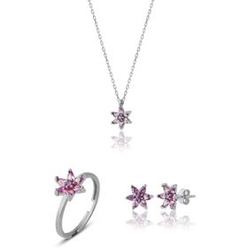 Zanaatsilver 925 Ayar Gümüş Rodyum Kaplama Ametist Taşlı Nilüfer Çiçeği Küpe