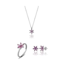 Zanaatsilver 925 Ayar Gümüş Rodyum Kaplama Ametist Taşlı Nilüfer Çiçeği Küpe