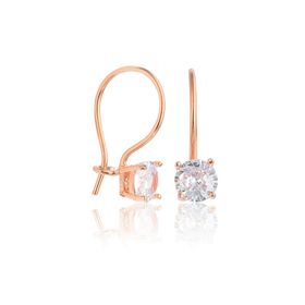 Zanaatsilver 925 Ayar Gümüş Rose Kaplama 7 mm Tektaş Mengeç Küpe