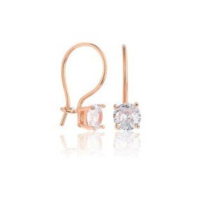 Zanaatsilver 925 Ayar Gümüş Rose Kaplama 7 mm Tektaş Mengeç Küpe