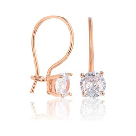 Zanaatsilver 925 Ayar Gümüş Rose Kaplama 7 mm Tektaş Mengeç Küpe