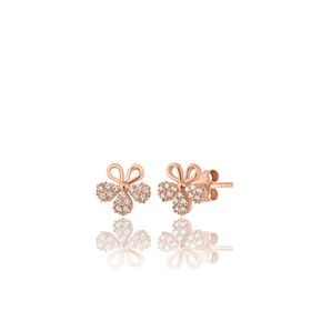 Zanaatsilver 925 Ayar Gümüş Rose Kaplama Çiçek Modeli Küpe
