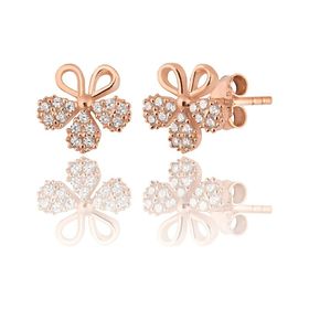 Zanaatsilver 925 Ayar Gümüş Rose Kaplama Çiçek Modeli Küpe