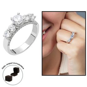 Zarif Hediyem Starlight Diamond Pırlanta Montür Aşk Temalı 925 Ayar Gümüş Kadın Tektaş Yüzük