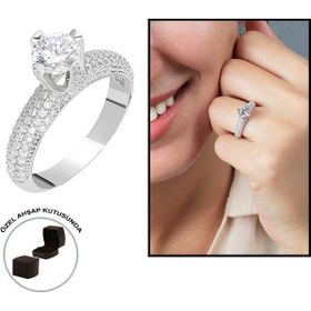 Zarif Hediyem Starlight Diamond Pırlanta Montür Aşk Temalı 925 Ayar Gümüş Kadın Tektaş Yüzük