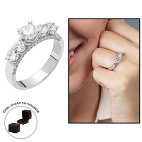 Zarif Hediyem Starlight Diamond Pırlanta Montür Aşk Temalı 925 Ayar Gümüş Kadın Tektaş Yüzük