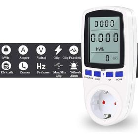 Zauss 16A 3680W Akım Korumalı Enerji Sarfiyat Ölçer Tüketim Ölçer Priz