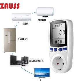 Zauss 220V Priz Dijital Wattmetre Enerji Sarfiyat Ölçer Tüketim Ölçer
