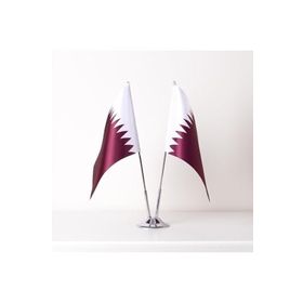 ZC Bayrak 15x22,5 cm Katar 2'li Saten Kumaş Dijital Baskı Masa Bayrağı