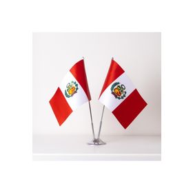 ZC Bayrak 15x22,5 cm Peru 2'li Saten Kumaş Dijital Baskı Masa Bayrağı
