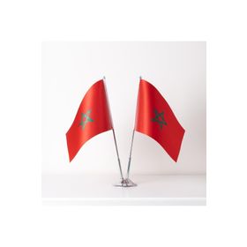 ZC Bayrak 15x22,5 cm Saten Kumaş Dijital Baskı 2 Adet Fas Masa Bayrağı