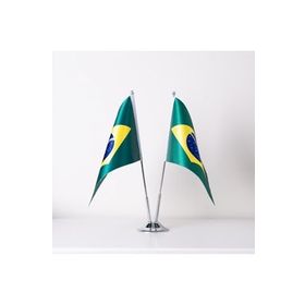 ZC Bayrak 15x22,5 cm Saten Kumaş Dijital Baskı Brezilya 2'li Masa Bayrak