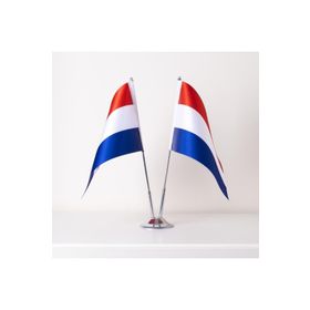 ZC Bayrak 15x22,5 cm Saten Kumaş Dijital Baskı Hollanda 2'li Masa Bayrağı
