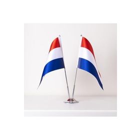 ZC Bayrak 15x22,5 cm Saten Kumaş Dijital Baskı Hollanda 2'li Masa Bayrağı
