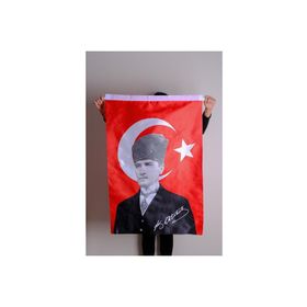 ZC Bayrak 70x105 cm K.Atatürk İmzalı Saten Kumaş Dijital Baskı Türk Bayrağı