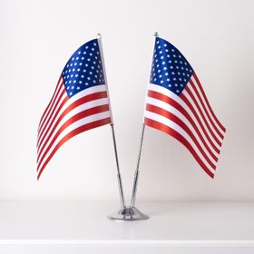 ZC Bayrak Amerika 2'li Saten Kumaş Dijital Baskı 15x22,5 cm Masa Bayrağı