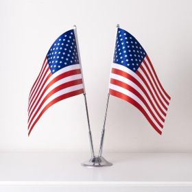 ZC Bayrak Amerika 2'li Saten Kumaş Dijital Baskı 15x22,5 cm Masa Bayrağı