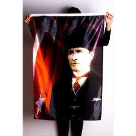ZC Bayrak Atatürk Portre Raşel Kumaş Dijital Baskı Bayrak