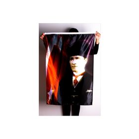 ZC Bayrak Atatürk Portre Raşel Kumaş Dijital Baskı Bayrak