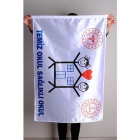 ZC Bayrak Dijital Baskı 70x105 cm Temiz Okul Bayrağı