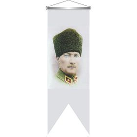 ZC Bayrak Saten Kırlangıç Flama Atatürk Askeri Üniformalı Türk Bayrağı