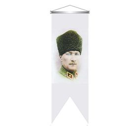 ZC Bayrak Saten Kırlangıç Flama Atatürk Askeri Üniformalı Türk Bayrağı