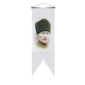 ZC Bayrak Saten Kırlangıç Flama Atatürk Askeri Üniformalı Türk Bayrağı