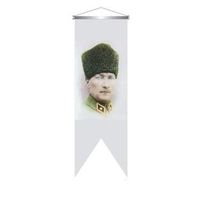 ZC Bayrak Saten Kırlangıç Flama Atatürk Askeri Üniformalı Türk Bayrağı