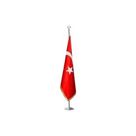 ZC Bayrak Türk Makam Bayrağı Krom Kaplı Direk ve Simli Bayrak Seti