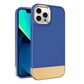 Zebana Apple iPhone 13 Pro Max Mavi Gold Stil Silikon Kılıf
