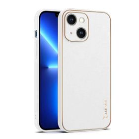 Zebana Apple iPhone 14 Plus Beyaz Gold Design Deri Kılıf