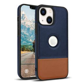 Zebana Apple iPhone 14 Plus Lacivert Kahverengi Business Deri Kılıf
