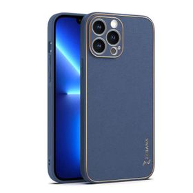 Zebana Apple iPhone 14 Pro Lacivert Gold Design Deri Kılıf