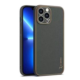 Zebana Apple iPhone 14 Pro Yeşil Gold Design Deri Kılıf
