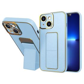 Zebana Apple iPhone 14 Royal Standlı Silikon Mıknatıslı Açık Mavi Kılıf