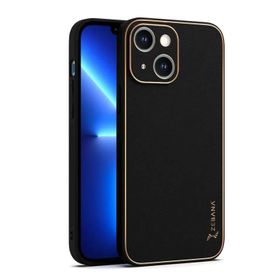 Zebana Apple iPhone 14 Siyah Gold Design Deri Kılıf