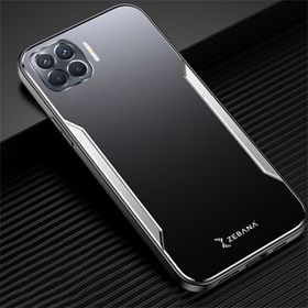 Zebana Oppo Reno 4 Lite Gri Metal Mitras Silikon Kenar Cep Telefonu Kılıfı