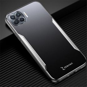Zebana Oppo Reno 4 Lite Gri Metal Mitras Silikon Kenar Cep Telefonu Kılıfı