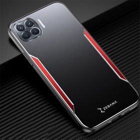 Zebana Oppo Reno 4 Lite Kırmızı Metal Mitras Silikon Kenar Cep Telefonu Kılıfı