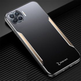 Zebana Oppo Reno 4 Lite Metal Mitras Silikon Kenar Gold Cep Telefonu Kılıfı