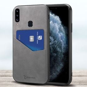 Zebana Samsung Galaxy A20S Gri Cepli Nubuk Kılıf