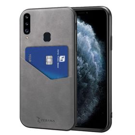 Zebana Samsung Galaxy A20S Gri Cepli Nubuk Kılıf