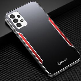 Zebana Samsung Galaxy A23 Kırmızı Metal Mitras Silikon Kenar Cep Telefonu Kılıfı