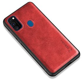 Zebana Samsung Galaxy M30S Kırmızı Lüx Deri Kılıf