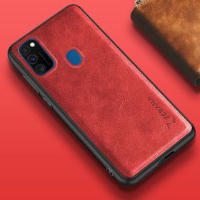 Zebana Samsung Galaxy M30S Kırmızı Lüx Deri Kılıf